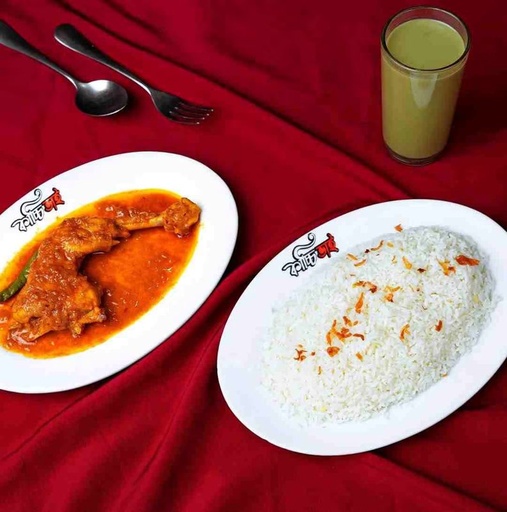প্লেইন পোলাও, মুরগীর রোস্ট, বোরহানী